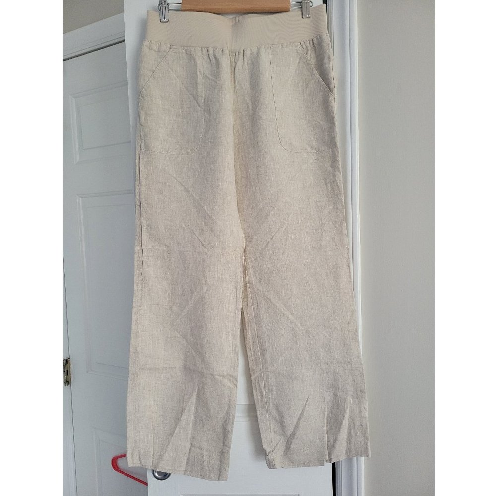 Allen Allen Tan Linen Pants